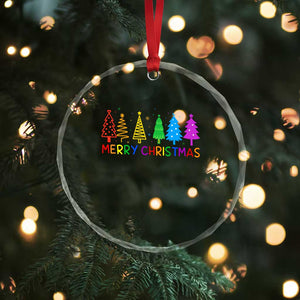 Colorful Rainbow Christmas Trees Crystal Glass Ornament Merry Xmas Fun Festive Holiday Pride Gift TS02 Print Your Wear