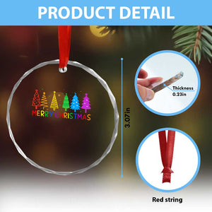 Colorful Rainbow Christmas Trees Crystal Glass Ornament Merry Xmas Fun Festive Holiday Pride Gift TS02 Print Your Wear