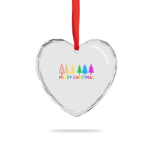 Colorful Rainbow Christmas Trees Heart Crystal Glass Ornament Merry Xmas Fun Festive Holiday Pride Gift TS02 Print Your Wear