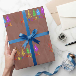 Colorful Rainbow Christmas Trees Wrapping Paper Roll Merry Xmas Fun Festive Holiday Pride Gift TS02 Mocha Print Your Wear