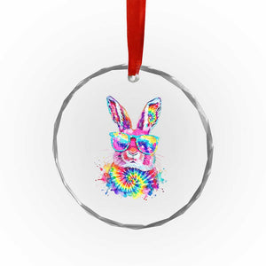 Colorful Tie Dye Bunny with Sunglasses Crystal Glass Ornament Cool Easter Rabbit Retro Hippie Vibe Graphic Gift TS02 Print Your Wear