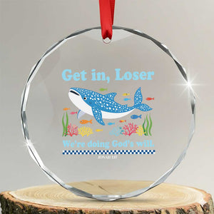 Colorful Whale Shark Christian Bible Jonah 1:17 Crystal Glass Ornament Funny Get In Loser We're Doing God's Will TS02 Transparent Glass 3'' Circle Print Your Wear