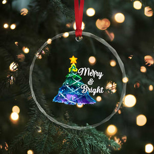 Colorful Xmas Tree Merry And Bright Crystal Glass Ornament TS09 Print Your Wear