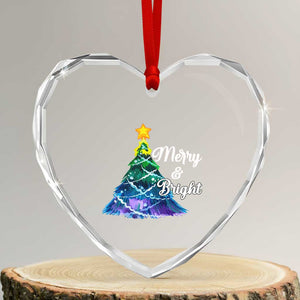 Colorful Xmas Tree Merry And Bright Heart Crystal Glass Ornament TS09 Transparent Glass 3'' Heart Print Your Wear