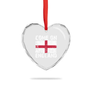 Come On England Heart Crystal Glass Ornament Vintage St George Cross Flag Football Fan