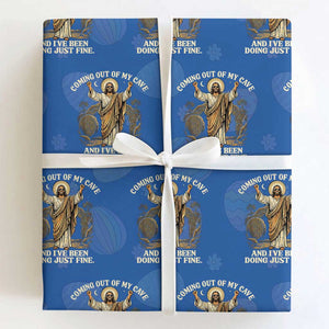 Coming Out Of My Cave Christian Easter Wrapping Paper Roll Risen Jesus Tomb Scene Inspirational Faith Message Gift TS02 Royal Blue Print Your Wear