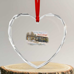 Coming To The Cottage Heart Crystal Glass Ornament Retro LGBT Romance Hockey Fan TS10 Transparent Glass 3'' Heart Print Your Wear