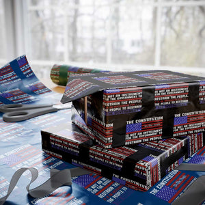Constitution Liberty American Patriotic Wrapping Paper Roll We The People US Flag TS02 Black Print Your Wear
