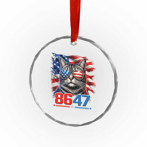 Cool 8647 Patriotic Cat Crystal Glass Ornament American Flag Sunglasses Tabby Cat Political Satire TS02 Print Your Wear