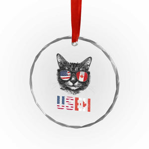 Cool American Canadan Cat Crystal Glass Ornament US EH American Canada Flag Funny TS02 Print Your Wear
