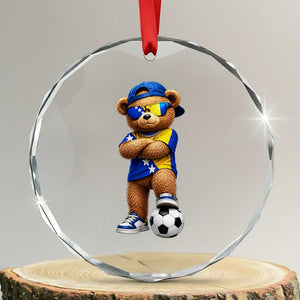 Cool Bosnia Herzegovina Flag Teddy Bear Soccer Fan Crystal Glass Ornament BIH Bosnian Heritage Football Lovers