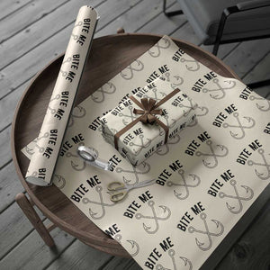 Cool Catchy Angler Wrapping Paper Roll Retro Bite Me Bass Fishing Fishermen TS10 Beige Print Your Wear