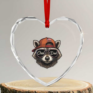 Cool Dad Heart Crystal Glass Ornament Raccoon Daddy Father's Day Gift