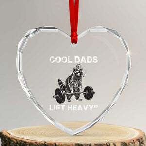 Cool Dads Lift Heavy Heart Crystal Glass Ornament Gym Dad Raccoon TS14 Transparent Glass 3'' Heart Print Your Wear