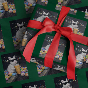 Cool Easter Bunny Drinking Iced Coffee Graphic Wrapping Paper Roll Funny Sunglasses Rabbit Spring Aesthetic TS02 Green Print Your Wear
