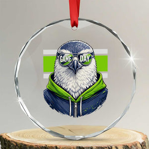 Cool Hawk Wearing Hoodie Graphic Crystal Glass Ornament Game Day Swagger TS02 Transparent Glass 3'' Circle Print Your Wear