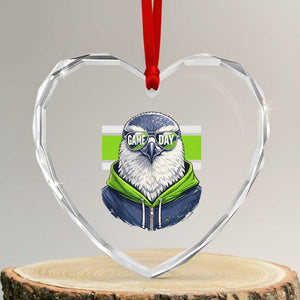 Cool Hawk Wearing Hoodie Graphic Heart Crystal Glass Ornament Game Day Swagger TS02 Transparent Glass 3'' Heart Print Your Wear