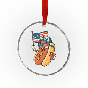 Cool Patriotic Hot Dog Crystal Glass Ornament Funny 4th of July Cookout 4th of July American Flag TS02 Print Your Wear