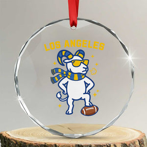Cool Ram Football Fan Crystal Glass Ornament Royal Blue And Gold Pride