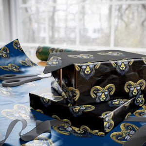 Cool Ram Game Day Bighorn Sheep Graphic Wrapping Paper Roll Bold Blue and Gold Fan TS02 Black Print Your Wear