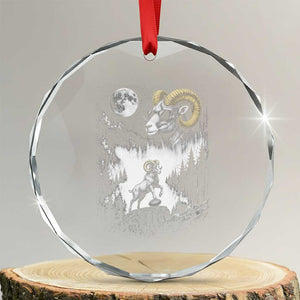 Cool Ram Wearing Sunglasses Moon Nature Vintage Graphic Crystal Glass Ornament