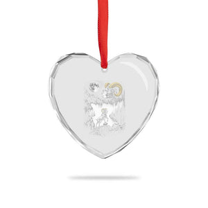 Cool Ram Wearing Sunglasses Moon Nature Vintage Graphic Heart Crystal Glass Ornament