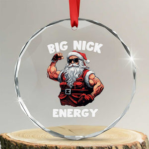 Cool Santa Claus Crystal Glass Ornament Big Nick Energy TS02 Transparent Glass 3'' Circle Print Your Wear