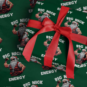 Cool Santa Claus Wrapping Paper Roll Big Nick Energy TS02 Green Print Your Wear