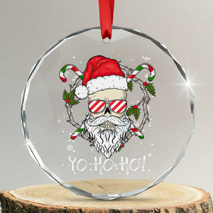 Cool Santa Crystal Glass Ornament Yo Ho Ho Skull Beard Sunglass TS09 Transparent Glass 3'' Circle Print Your Wear