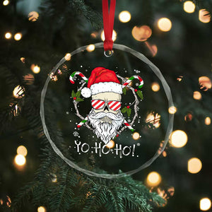 Cool Santa Crystal Glass Ornament Yo Ho Ho Skull Beard Sunglass TS09 Print Your Wear