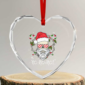 Cool Santa Heart Crystal Glass Ornament Yo Ho Ho Skull Beard Sunglass TS09 Transparent Glass 3'' Heart Print Your Wear