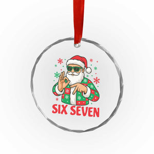 Cool Santa Six Seven Meme Christmas Crystal Glass Ornament Funny 67 Holiday Hand Sign with Hipster Vibes TS02 Print Your Wear