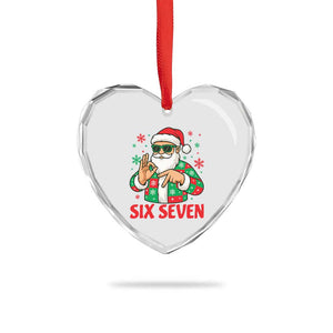 Cool Santa Six Seven Meme Christmas Heart Crystal Glass Ornament Funny 67 Holiday Hand Sign with Hipster Vibes TS02 Print Your Wear