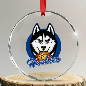 Cool Siberian Husky Basketball Crystal Glass Ornament Gift For Dog Lovers TS12 Transparent Glass 3'' Circle Print Your Wear