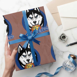 Cool Siberian Husky Basketball Wrapping Paper Roll Gift For Dog Lovers TS12 Mocha Print Your Wear