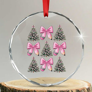Coquette Bow Christmas Crystal Glass Ornament Girly Xmas Tree Teacher Pencil Bow TS10 Transparent Glass 3'' Circle Print Your Wear