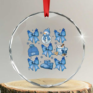 Coquette Bow Crystal Glass Ornament Cozy Winter Xmas Gift Blue Holiday TS10 Transparent Glass 3'' Circle Print Your Wear
