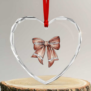 Coquette Bow Pumpkin American Football Heart Crystal Glass Ornament Retro Thanksgiving Autumn Vibe TS02 Transparent Glass 3'' Heart Print Your Wear