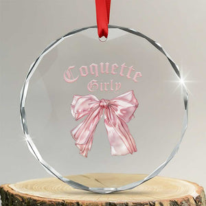 Coquette Girly Crystal Glass Ornament Pink Bow TS02 Transparent Glass 3'' Circle Print Your Wear