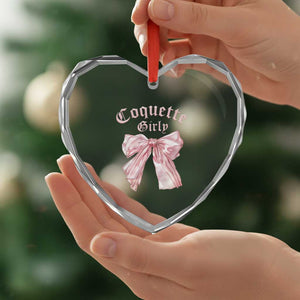 Coquette Girly Heart Crystal Glass Ornament Pink Bow TS02 Print Your Wear
