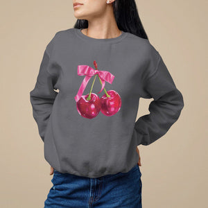 Coquette Sweatshirt Kawaii Cherry Aesthetic Trendy Girly Girl TS09 Charcoal Printyourwear