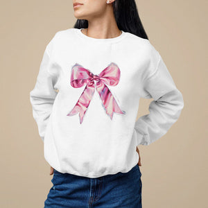 Coquette Sweatshirt Pink Ribbon Aesthetic Trendy Girly Girl TS09 White Printyourwear