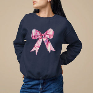 Coquette Sweatshirt Pink Ribbon Aesthetic Trendy Girly Girl TS09 Navy Printyourwear