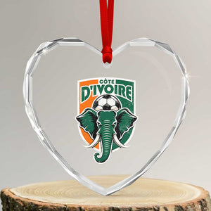 Côte D'ivoire Classic Ivory Coast Elephant Football Heart Crystal Glass Ornament Ivorians Pride
