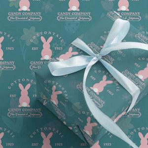 Cottontail Candy Company Vintage Easter Bunny Wrapping Paper Roll Retro Chocolate and Jellybeans Spring Lovers TS02 Teal Print Your Wear