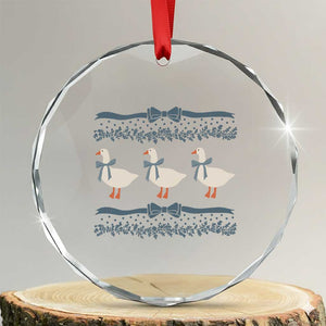 Country Goose 80s Crystal Glass Ornament 1980s Geese Blue Bowed Mama Goose TS02 Transparent Glass 3'' Circle Print Your Wear