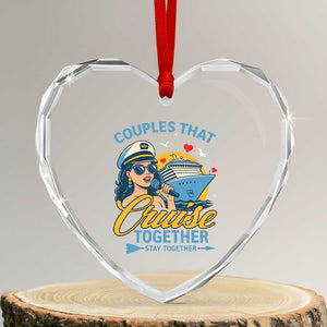 Couples That Cruise Together Stay Together Heart Crystal Glass Ornament Funny Cruising Couples TS14 Transparent Glass 3'' Heart Print Your Wear