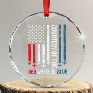 Courtesy of the Red White and Blue Crystal Glass Ornament US Military Patriotic American Flag TS02 Transparent Glass 3'' Circle Print Your Wear