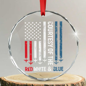 Courtesy of the Red White and Blue Crystal Glass Ornament US Military Patriotic American Flag TS02 Transparent Glass 3'' Circle Print Your Wear