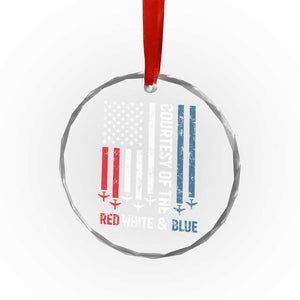 Courtesy of the Red White and Blue Crystal Glass Ornament US Military Patriotic American Flag TS02 Print Your Wear